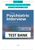 TEST BANK  The Psychiatric Interview 5th Edition  by Daniel J&period; Carlat Chapter 1 to 35  TEST BANK  DR ERIC