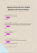 Montana Drivers Ed Test &sol; Verified Questions with Correct Answers&period; 
