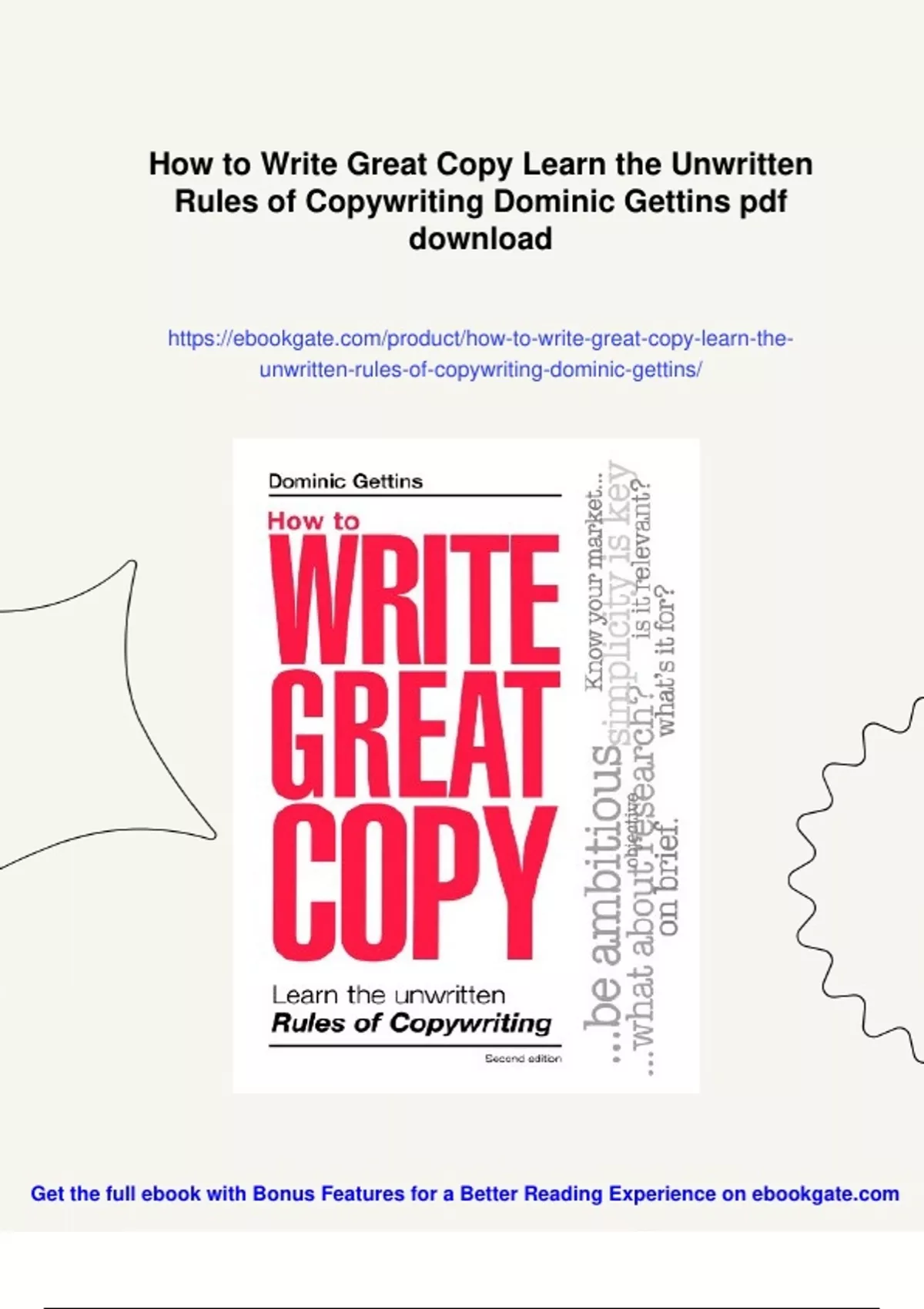 Summary How to Write Great Copy Learn the Unwritten Rules of ...