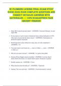 NC Plumbing License FINAL EXAM STUDY  GUIDE 2025&sol;2026 COMPLETE QUESTIONS AND  CORRECT DETAILED ANSWERS WITH  RATIONALES &vert;&vert; 100&percnt; GUARANTEED PASS  <RECENT VERSION> 