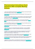 Pharmaceutical Calculations Exam Questions With Complete Marking Scheme