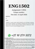 ENG1502 Assignment 1 &lpar;100&percnt; ANSWERS&rpar; 2026 - DUE 16 April 2026