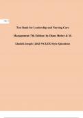 Test Bank for Leadership and Nursing Care Management 7th Edition by Diane Huber&comma; M&period; Lindell Joseph updated 2025-2026