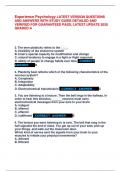 Experience Psychology LATEST VERSION QUESTIONS  AND ANSWERS WITH STUDY GUIDE DETAILED AND  VERIFIED FOR GUARANTEED PASS&comma; LATEST UPDATE 2025  GRADED A