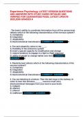 Experience Psychology LATEST VERSION QUESTIONS  AND ANSWERS WITH STUDY GUIDE DETAILED AND  VERIFIED FOR GUARANTEED PASS&comma; LATEST UPDATE  2025&comma;2026 GRADED A 
