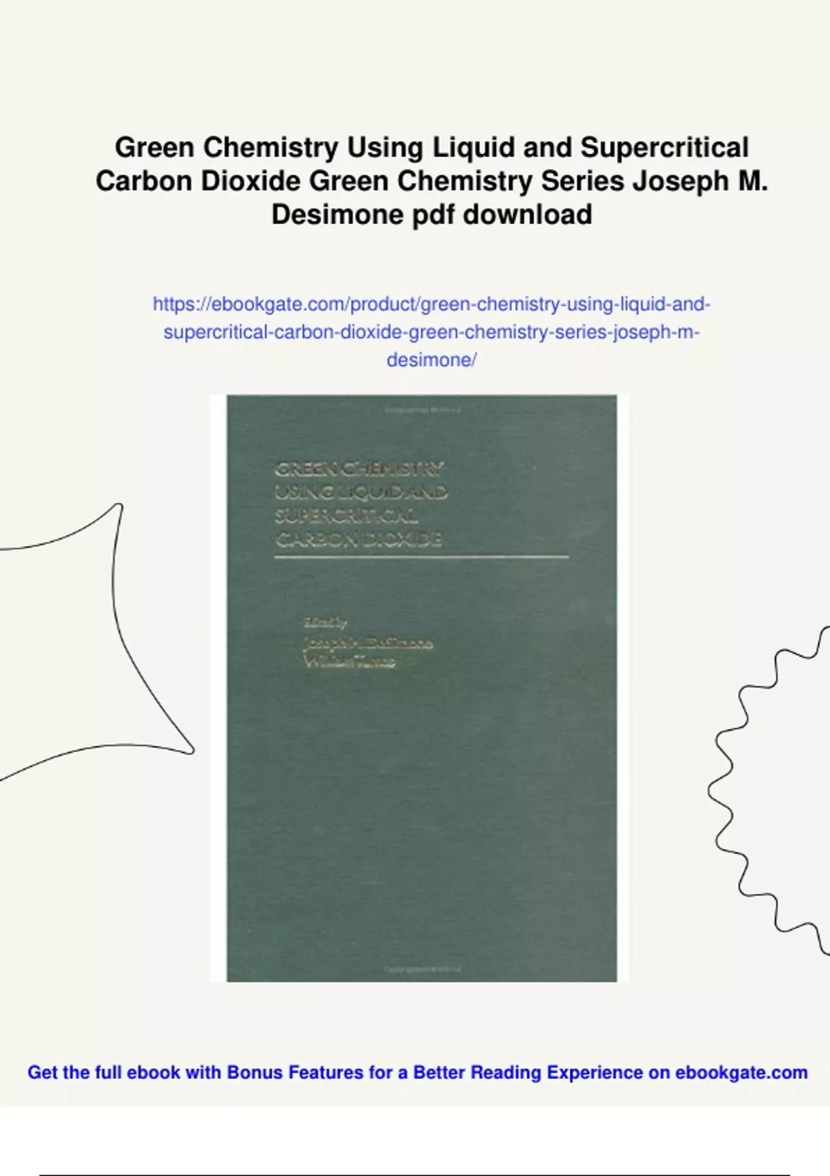 Summary Green Chemistry Using Liquid and Supercritical Carbon Dioxide ...