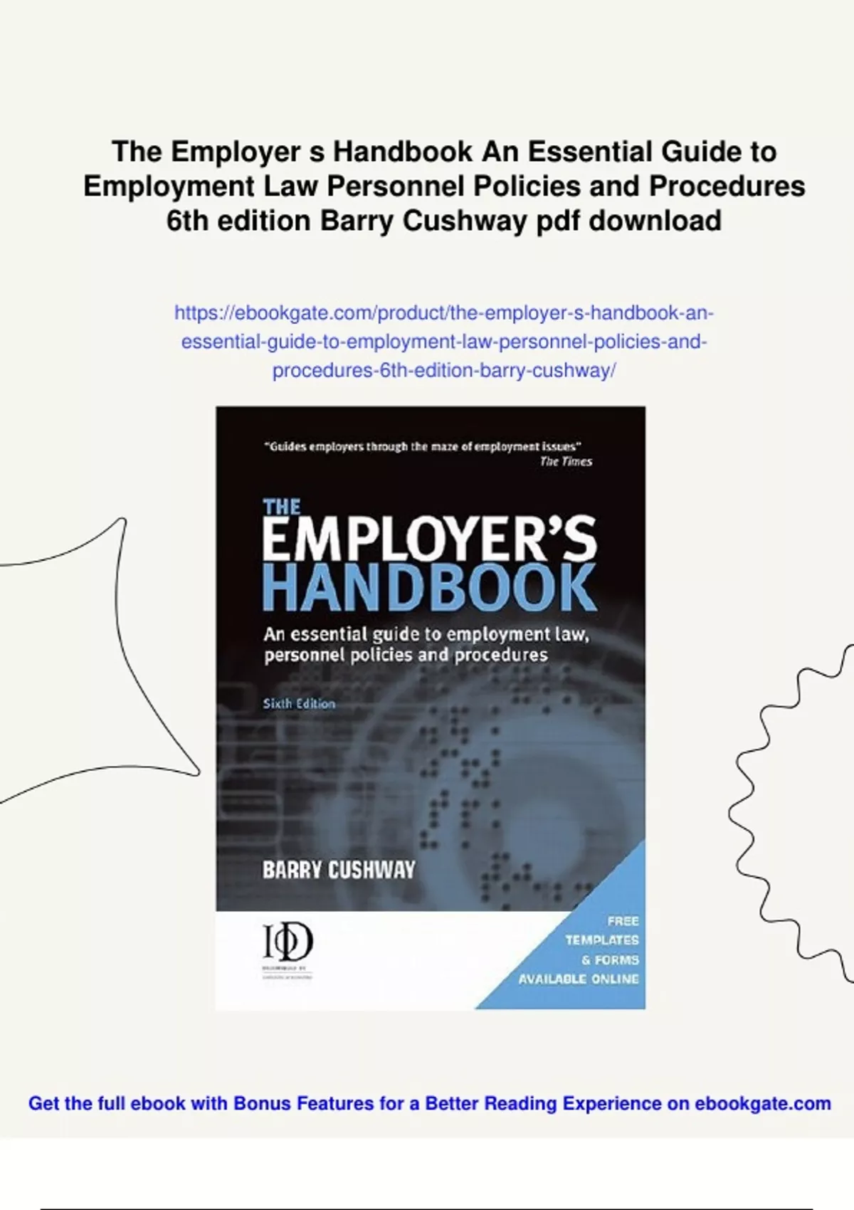 Summary The Employer s Handbook An Essential Guide to Employment Law ...