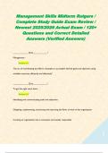 Management Skills Midterm Rutgers &sol; Complete Study Guide Exam Review &sol; Newest 2025&sol;2026 Actual Exam &sol; 120&plus; Questions and Correct Detailed Answers &lpar;Verified Answers&rpar;  