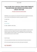 Home Health Aide Certification &lpar;HHA&rpar; EXAM COMPLETE 500 QUESTIONS AND VERIFIED SOLUTIONS LATEST UPDATE THIS YEAR