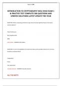 INTRODUCTION TO CRYPTOGRAPHY WGU D334 EXAM 1 & PRACTICE TEST COMPLETE 500 QUESTIONS AND VERIFIED SOLUTIONS LATEST UPDATE THIS YEAR