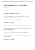 BIOLOGY 1001 EXAM 2 with verified answers