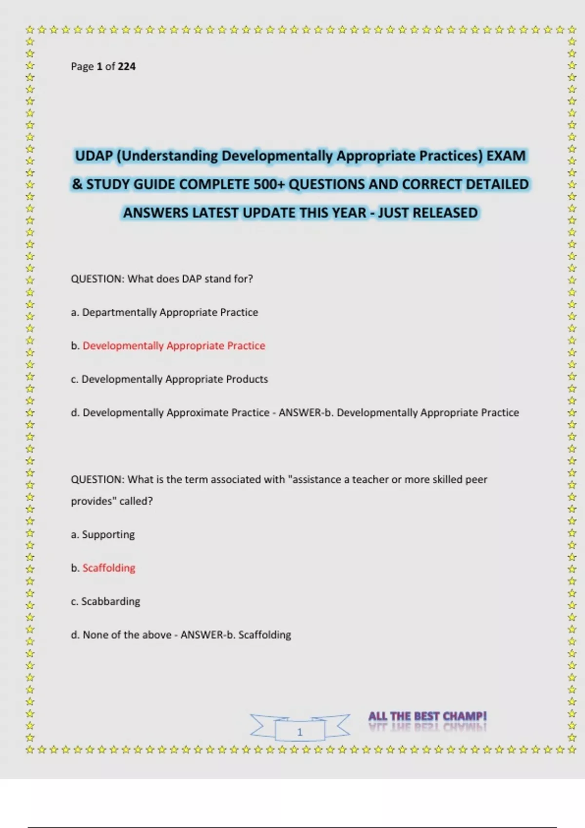 UDAP (Understanding Developmentally Appropriate Practices) EXAM & STUDY ...