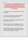 SUFFOLK COUNTY FOOD MANAGEMENT TEST FINAL  EXAM COMPLETE EXAM QUESTIONS WITH  DETAILED VERIFIED ANSWERS WITHRATIONALES  &lpar;100&percnt; CORRECT ANSWERS&rpar; &sol;ALREADY GRADED A&plus;&sol;  LATESTEXAM&excl;&excl;&excl; 