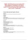NR605 &sol; NR 605 Final Exam &lpar;Latest Update 2025 &sol; 2026&rpar;&colon; Diagnosis & Management in Psychiatric-Mental Health across the Lifespan I Practicum &vert; Weeks 5 - 8 Covered &vert; Questions and Verified Answers &vert; 100&percnt; Correct - Chamberlain