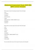 Abdominal Assessment Exam 2025 With 100&percnt; Correct Answers