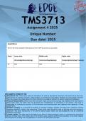  TMS3713 Assignment 4 &lpar;ANSWERS&rpar; 2025 - DISTINCTION GUARANTEED