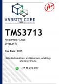 TMS3713 Assignment 4 &lpar;DETAILED ANSWERS&rpar; 2025 - DISTINCTION GUARANTEED 