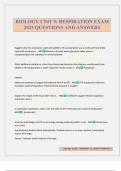 BIOLOGY UNIT 5&colon; RESPIRATION EXAM 2025 QUESTIONS AND ANSWERS