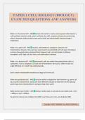 PAPER 1 CELL BIOLOGY &lpar;BIOLOGY&rpar; EXAM 2025 QUESTIONS AND ANSWERS