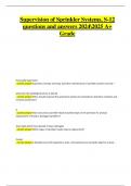 Supervision of Sprinkler Systems S-12 &ndash; 185 Questions and Answers with Complete Solutions &lpar;Updated 2024&rpar;