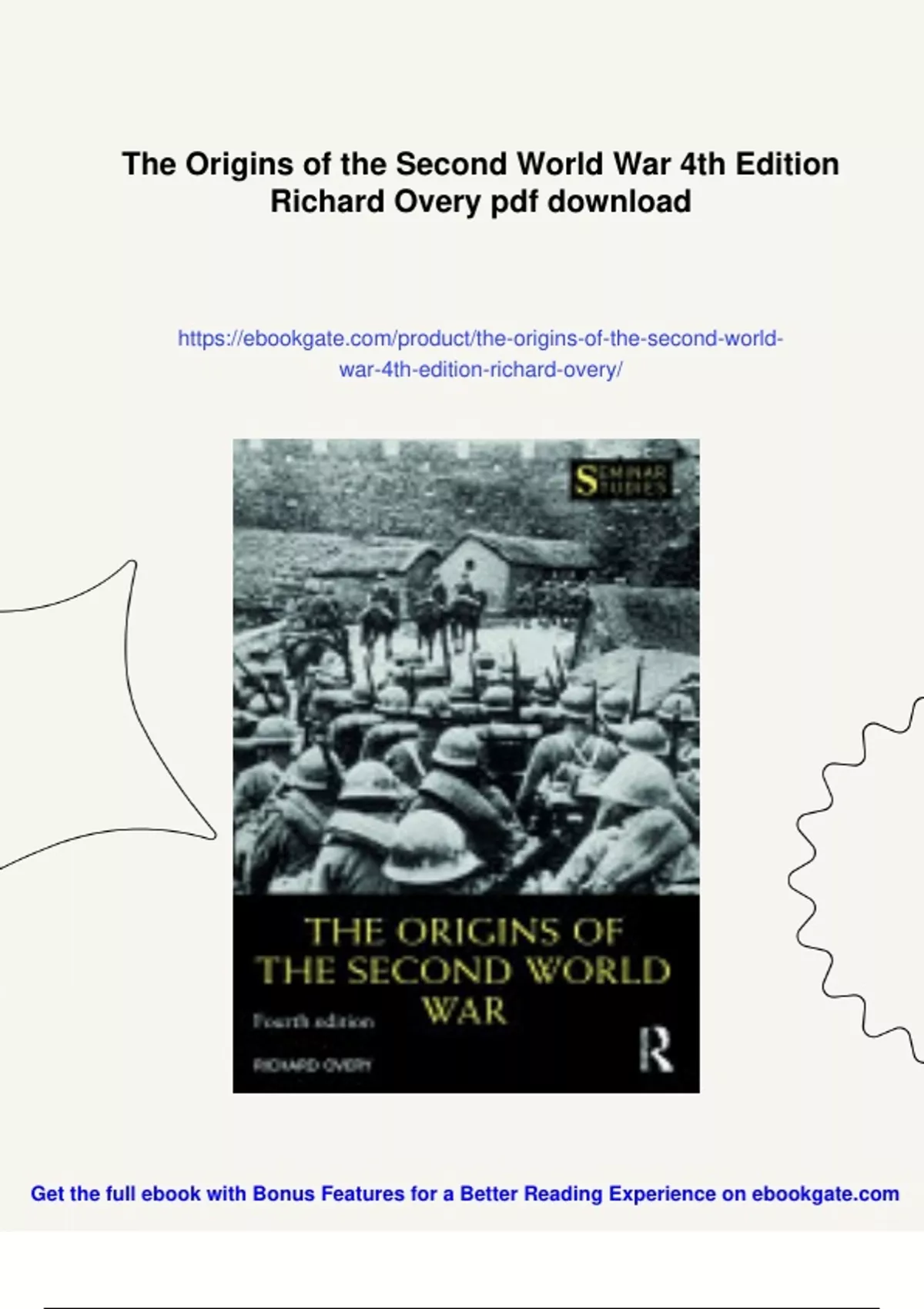 Summary The Origins of the Second World War 4th Edition Richard Overy ...