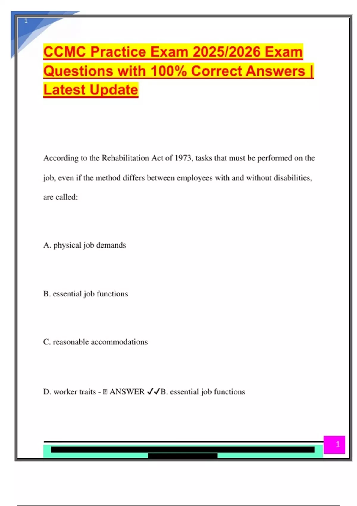 CCMC Practice Exam 2025/2026 Exam Questions with 100% Correct Answers ...