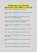 IB Philosophy Exam UPDATED  QUESTIONS AND CORRECT ANSWERS