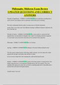 Philosophy Midterm Exam Review  UPDATED QUESTIONS AND CORRECT  ANSWERS