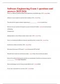  Software Engineering &ndash; Exam 1 Questions and Answers &vert; Academic Year 2025&sol;2026 &vert; Full Coverage on Process Models&comma; Agile&comma; Requirements&comma; and Secure Design