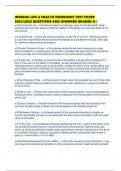 INDIANA LIFE & HEALTH INSURANCE TEST PAPER 2025&sol;2026 QUESTIONS AND ANSWERS GRADED A&plus;