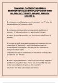 FINANCIAL STATEMENT MODELING CERTIFICATION EXAM COMPLETE VERSION WITH 100 PERCENT CORRECT ANSWERS ALREADY GRADED A&plus;