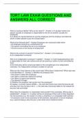 TORT LAW EXAM QUESTIONS AND ANSWERS ALL CORRECT 