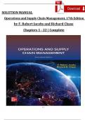 SOLUTION MANUAL Operations and Supply Chain Management&comma; 17th Edition by F&period; Robert Jacobs and Richard Chase Chapters 1 - 22 &vert; Complete