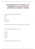 REGISTERED DENTAL HYGIENE LOCAL ANESTHESIA FINAL EXAM 2025-2026 QUESTIONS AND CORRECT ANSWERS