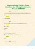 Insurance Exam Practice Exam&colon; Questions and & Complete Answers &sol; Newest 2025&sol;2026 