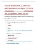 CAP 1000 INTRODUCTION TO COMPUTERS QUESTIONS AND CORRECT ANSWERS &lpar;VERIFIED  ANSWERS&rpar; PLUENC 1101&colon; English Composition I FinalS RATIONALES  2025 Q&A &vert; INSTANT DOWNLOAD PDF