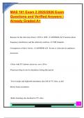 MAS 101 Exam 2 2025&sol;2026 Exam  Questions and Verified Answers &vert;  Already Graded A&plus; 