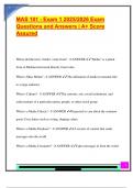 MAS 101 - Exam 1 2025&sol;2026 Exam  Questions and Answers &vert; A&plus; Score  Assured