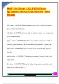 MAS 101&colon; Exam 1 2025&sol;2026 Exam  Questions and Correct Answers &vert; New  Update 