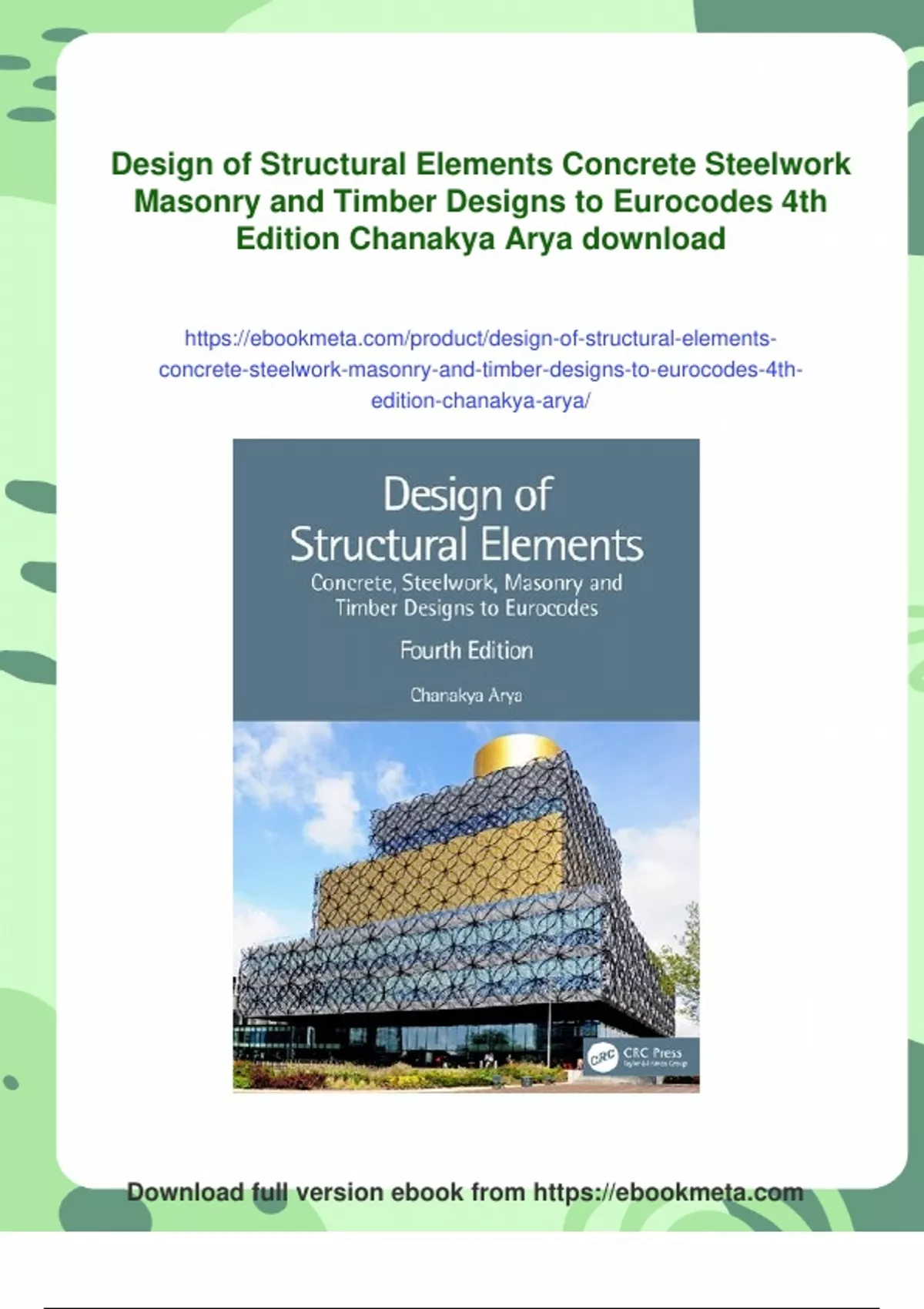 Summary Design of Structural Elements Concrete Steelwork Masonry and ...