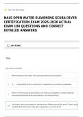NAUI OPEN WATER ELEARNING SCUBA DIVER CERTIFICATION EXAM 2025-2026 ACTUAL EXAM 100 QUESTIONS AND CORRECT DETAILED ANSWERS 