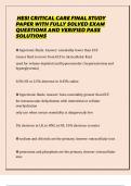 HESI CRITICAL CARE FINAL STUDY PAPER WITH FULLY SOLVED EXAM QUESTIONS AND VERIFIED PASS SOLUTIONS