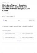 EXAM &lowbar; Law of Agency - Champions COMPLETE EXAM QUESTIONS AND ACCURATE ANSWERS &lpar;2025&rpar; &lowbar;ALREADY PASSED&excl;&excl;