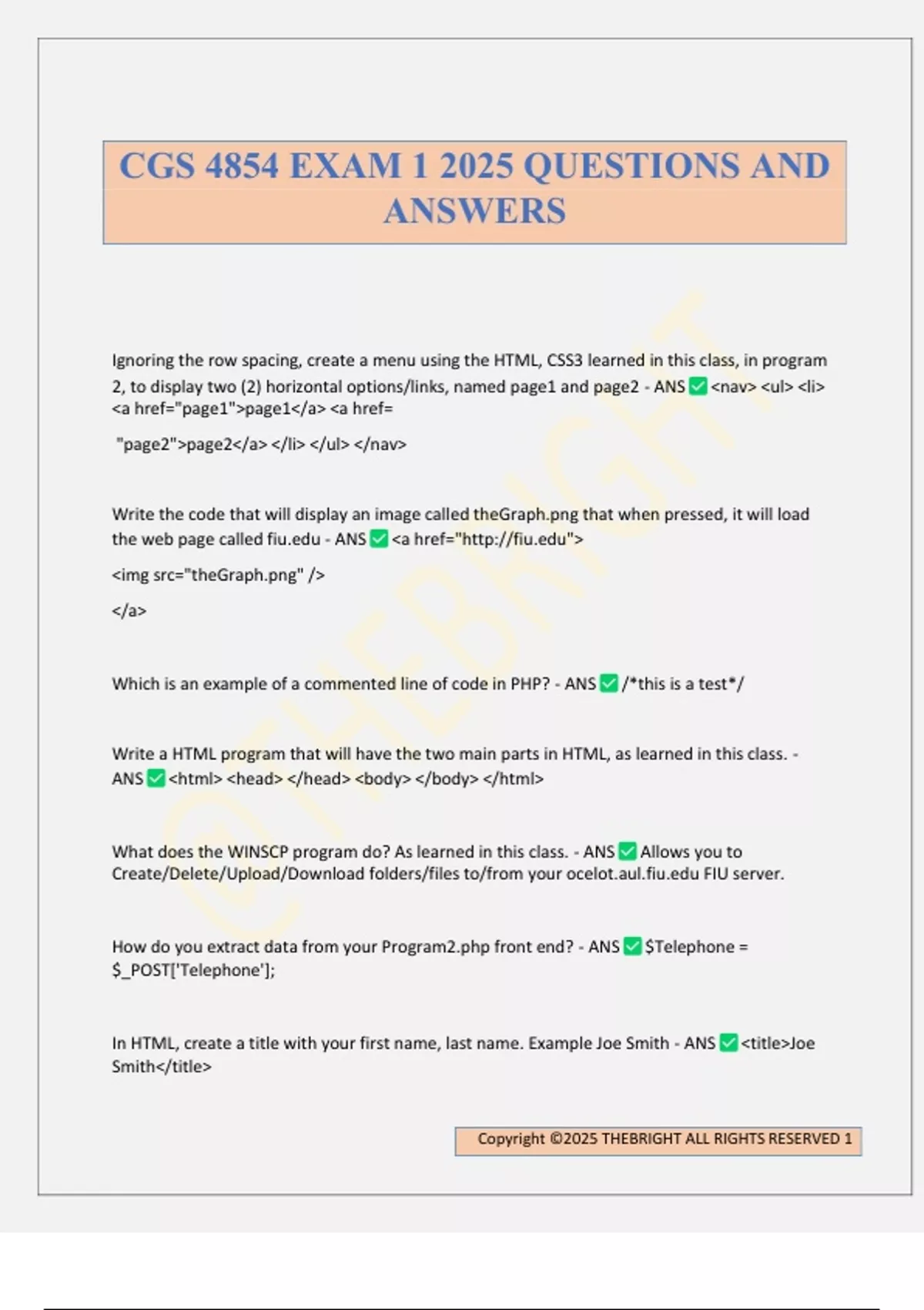 CGS 4854 EXAM 1 2025 QUESTIONS AND ANSWERS - CGS 4854 - Stuvia US