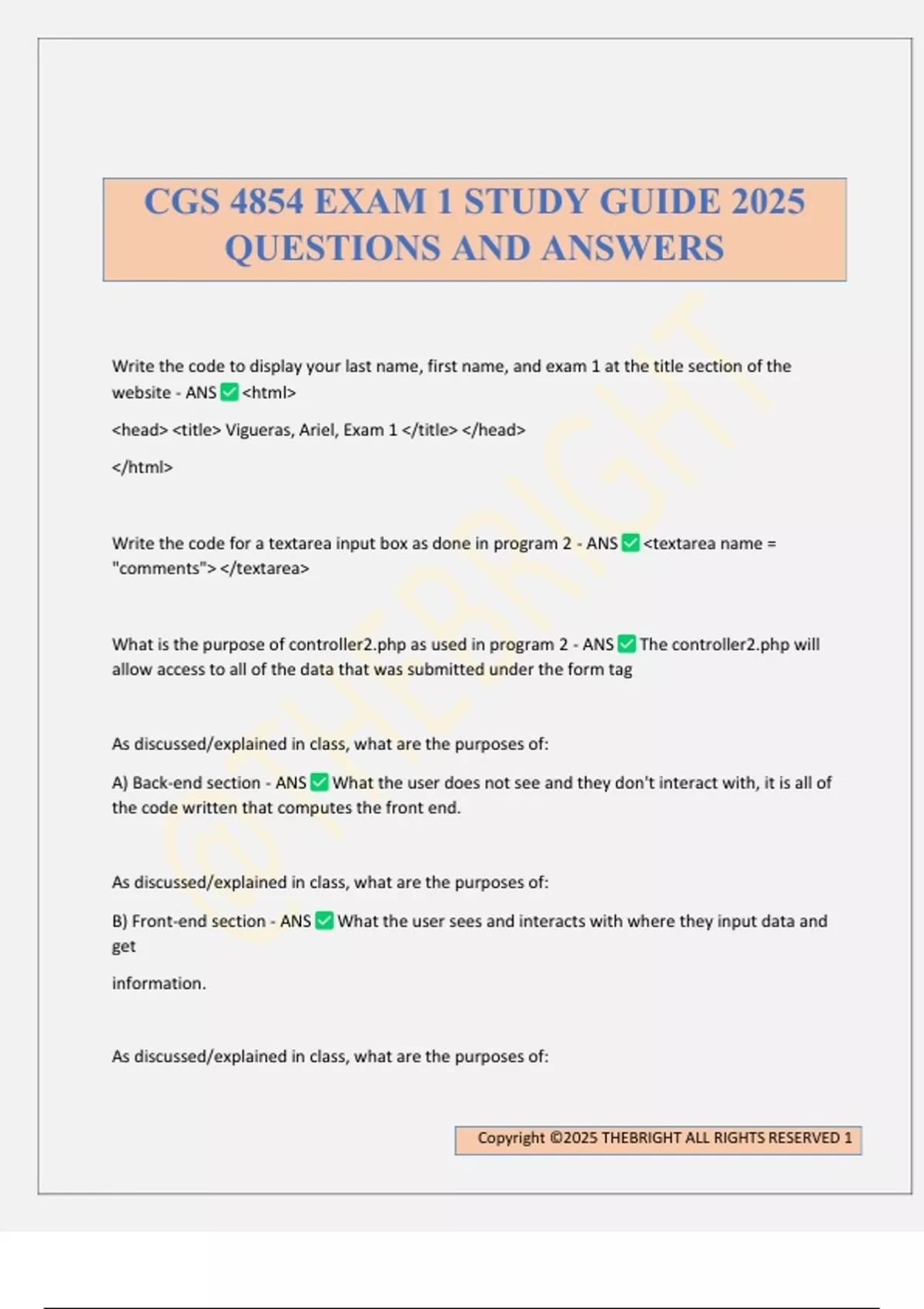 CGS 4854 EXAM 1 STUDY GUIDE 2025 QUESTIONS AND ANSWERS - CGS 4854 ...