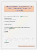 CHILD PSYCHOLOGY FINAL EXAM STUDY GUIDE QUESTIONS AND ANSWERS