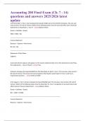 Accounting 200 Final Exam Study Guide 2025&sol;2026 &ndash; Questions and Answers with Explanations &vert; Principles of Financial & Managerial Accounting Review