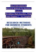 SOLUTION MANUAL Research Methods For Business  Students  8th Edition Mark Saunders&comma; Philip  Lewis Chapters 1 - 14&comma; Complete