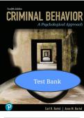 Test Bank for Criminal Behavior&colon; A Psychological Approach 12th Edition by Bartol &ndash; Chapters 1&ndash;16 &vert; Complete Exam Questions & Verified Answers