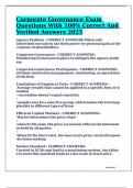 Corporate Governance Exam Questions With 100&percnt; Correct And Verified Answers 2025